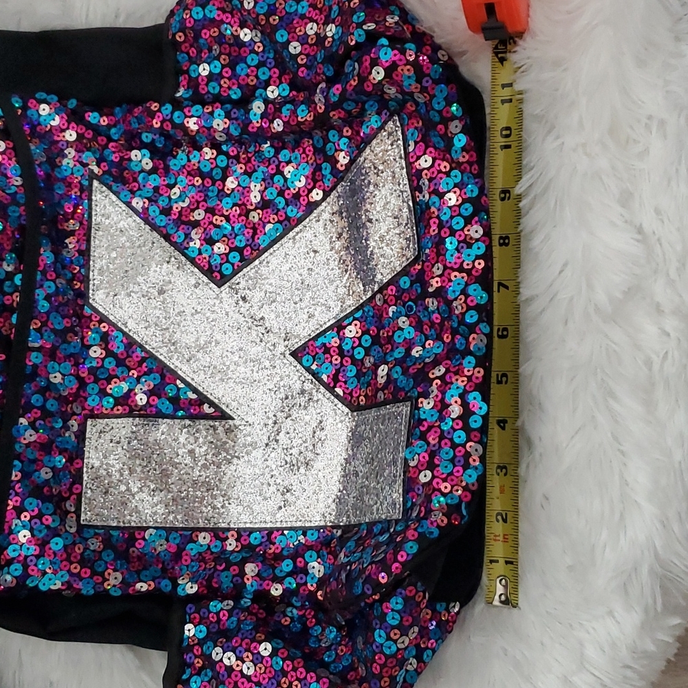 Justice Sequin Intital K Messenger Book Bag